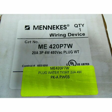 Mennekes 3P 4W 20A AMP 480V-AC PLUG ME420P7W